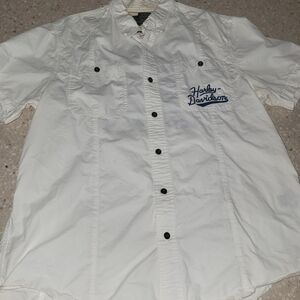 Harley Davidson Shirt Chain Stitch Embroidered T-Shirt White 2 XL